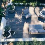 Ariel view of wooden sun deck