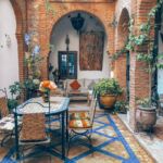 Rustic Tile Patio With Dining Table
