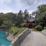 Bridge retaining wall over pond 